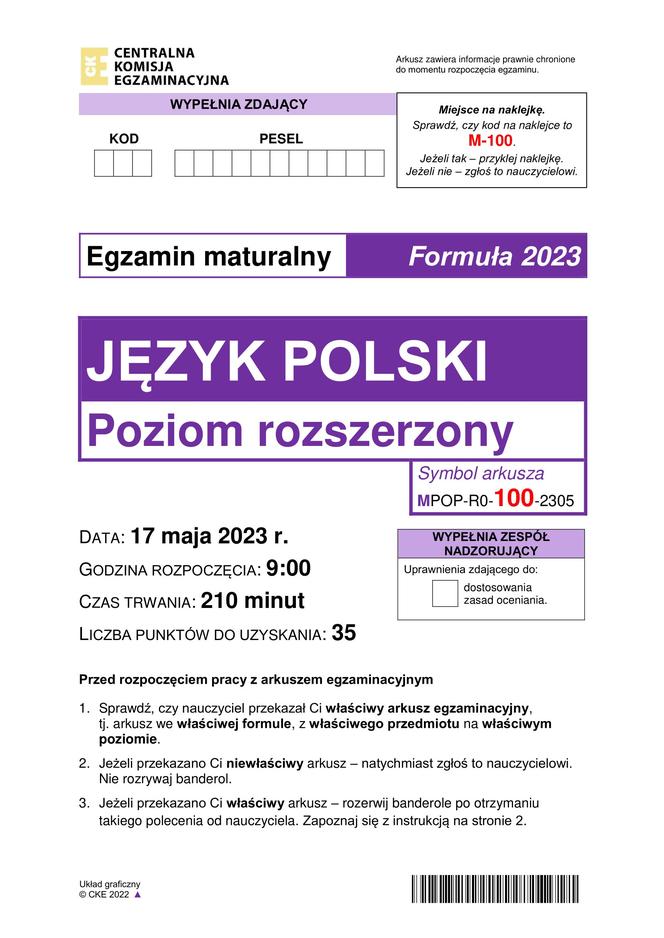 Matura 2023: polski rozszerzony formuła 2023