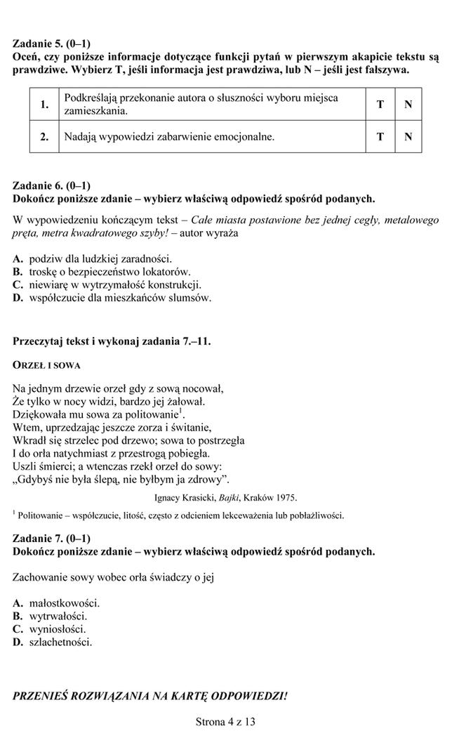 EGZAMIN GIMNAZJALNY 2014 POLSKI: ARKUSZE, ODPOWIEDZI - OFICJALNE Z CKE