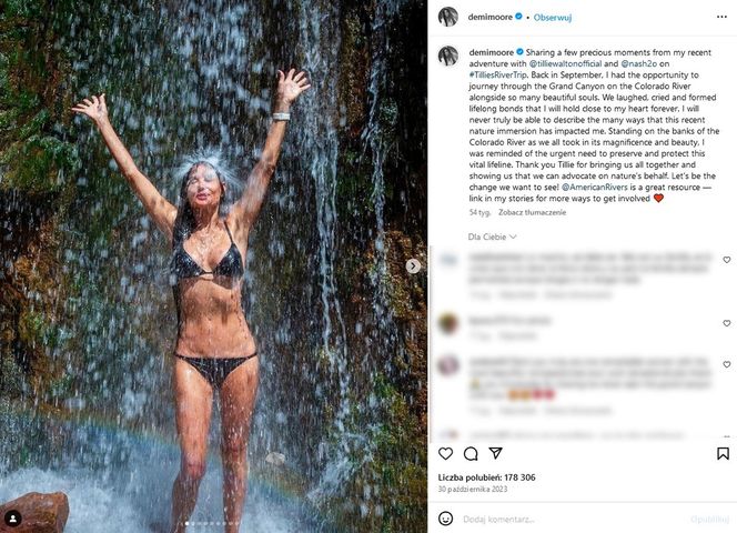 Demi Moore ma 62 lata i pokazała się w bikini! Opadną Wam szczęki