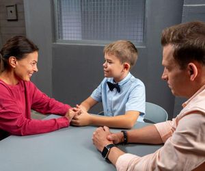 Barwy szczęścia odc. 3113. Kasia (Katarzyna Glinka), Ksawery (Bartosz Gruchot), Łukasz (Michał Rolnicki)