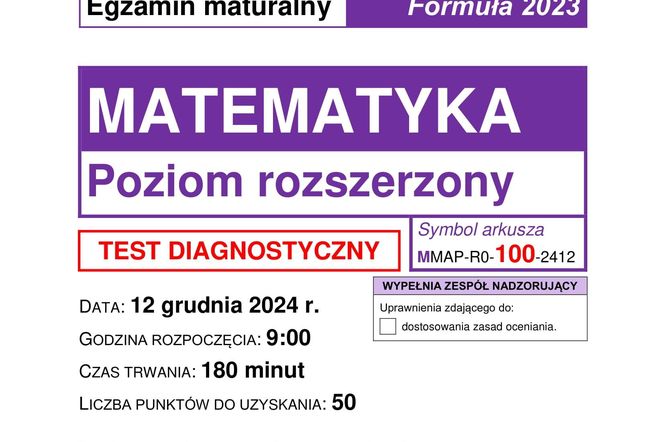 Matura matematyka rozszerzona - arkusz CKE próbny 12.12.2024