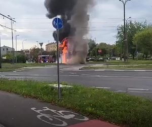 Pożar autobusu w Dąbrowie Górniczej
