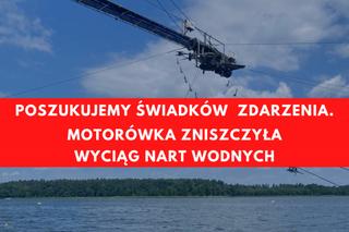 Wyciąg nart wodnych w Augustowie zniszczony. Prowadzący motorówkę poszukiwany przez policję
