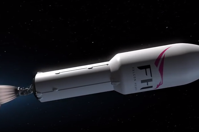 Animacja Falcon Heavy, kadr z filmu SpaceX