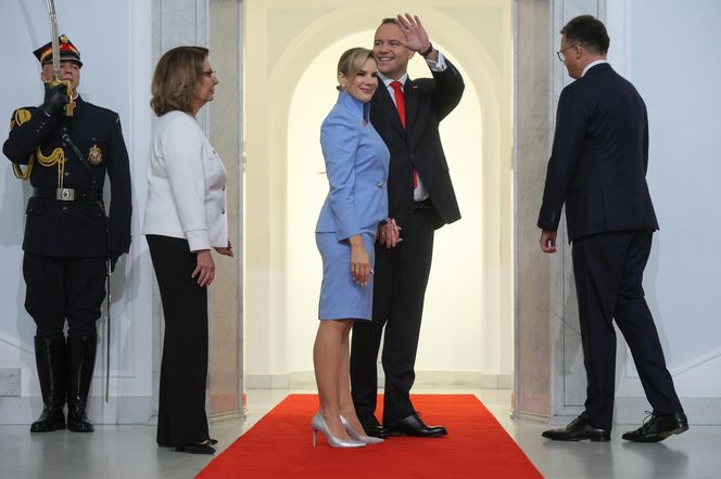 Marta Nawrocka cała na niebiesko zachwyciła w Sejmie  