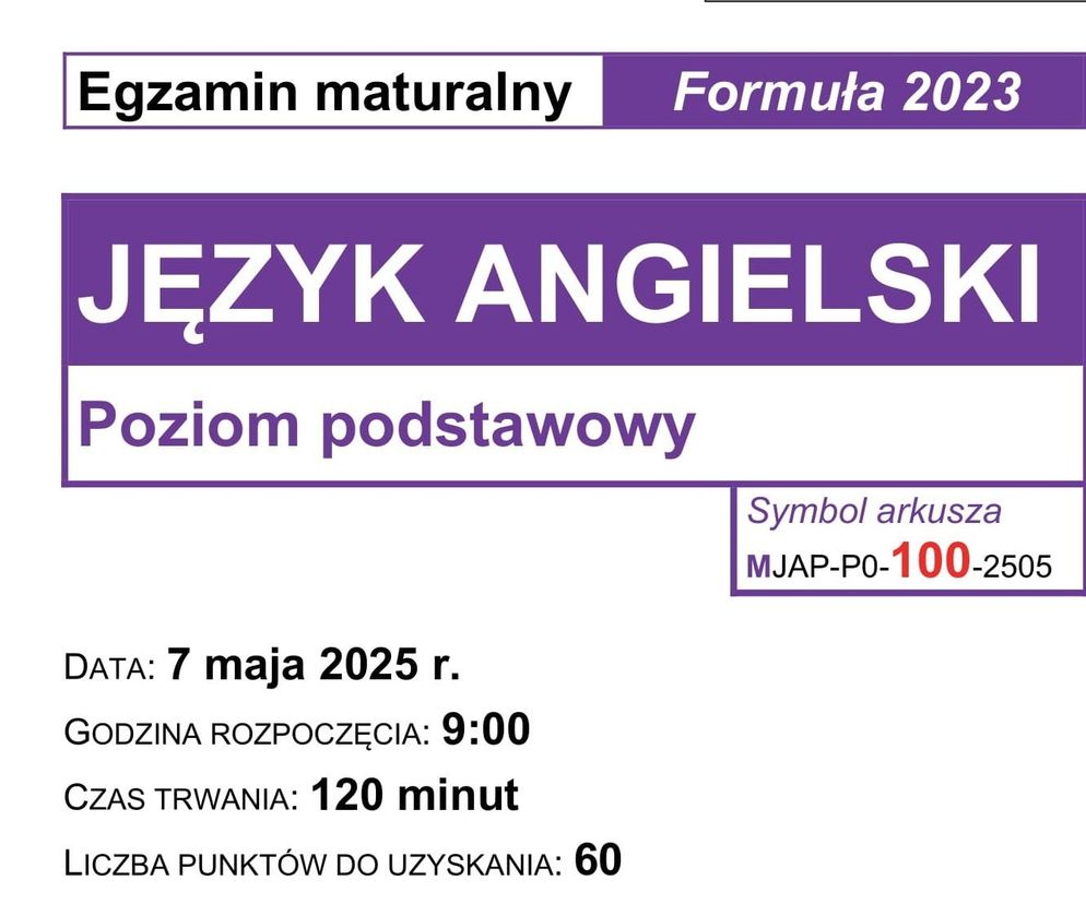 Matura angielski 2025 - ARKUSZ CKE, ODPOWIEDZI, ZADANIA, DO POBRANIA [7.05.2025]