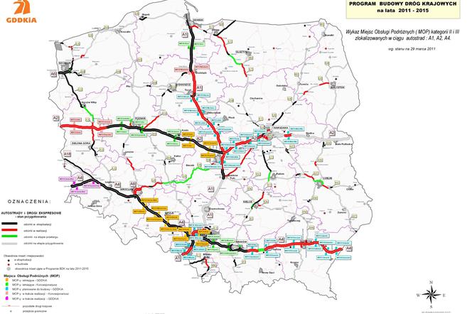 Mapa istniejących i planowanych Miejsc Obsługi Podróżnych