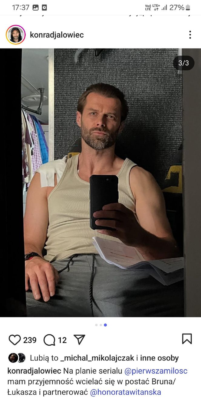 	Pierwsza miłość nowy sezon na planie. Bruno/ Łukasz Mejer (Konrad Jałowiec)