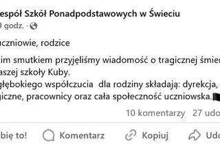 Szkoła żegna tragicznie zmarłego Kubę. Wszyscy płączą. „Z głębokim smutkiem przyjęliśmy wiadomość”