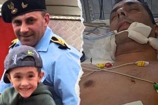 Koszmarny wypadek strażaka na oczach synka. Radosław walczy o życie 