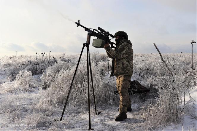 Karabin maszynowy PKM na podstawie przeciwlotniczej. Siły Zbrojne Ukrainy