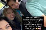 M jak miłość nowy sezon. Lenka (Olga Cybińska), Kinga (Katarzyna Cichopek), Piotrek (Marcin Mroczek), Misiek (Aleksander Bożyk) na planie