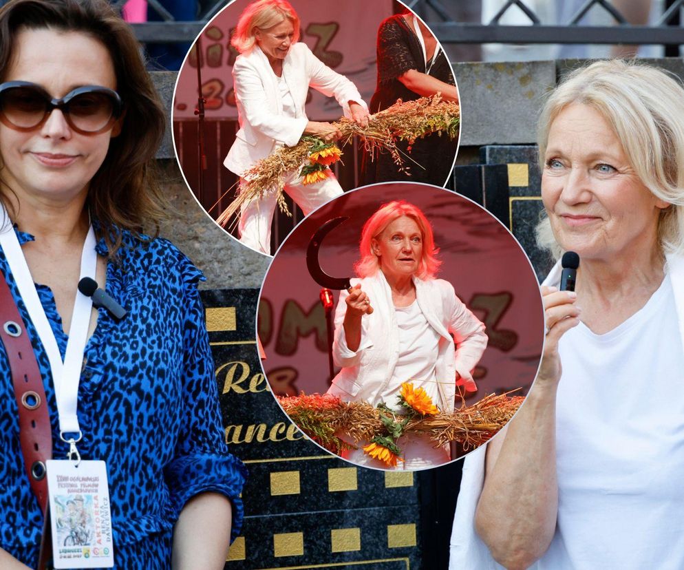 Cała na biało Maria Pakulnis szaleje z sierpem w Lubomierzu. Renata Dancewicz tym razem na spokojnie