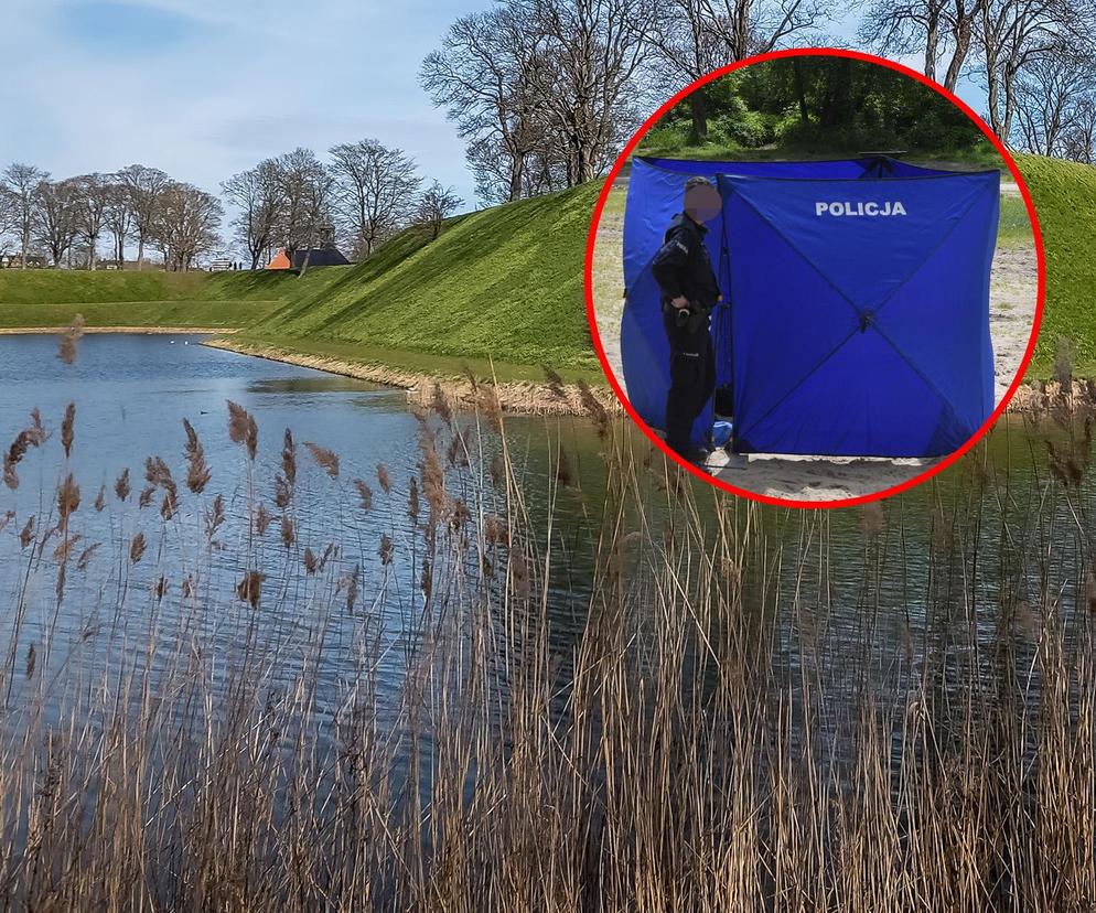 Zwłoki ok. 60-letniej kobiety znalezione w fosie w parku w Tuliszkowie