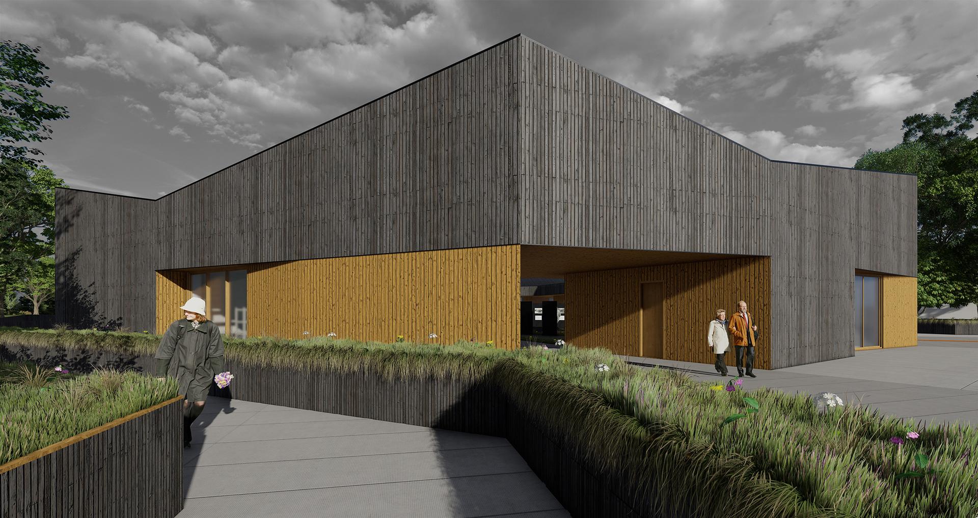 Projekt koncepcyjny architektoniczny Centrum Spotkań „Nowe Kurniki” w Wałbrzychu.