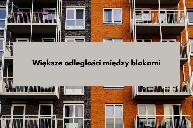 1) Większe odległości między blokami