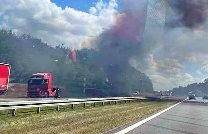 Pożar TIRa na autostradzie A4 w Mysłowicach