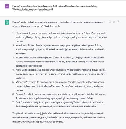 ChatGPT opowiedział o wadach i zaletach Poznania