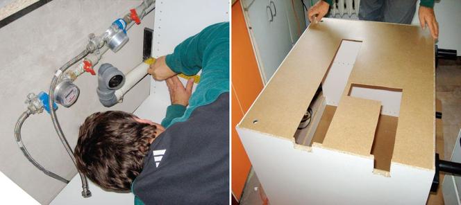 KROK III - Dopasowywanie szafek do instalacji kanalizacyjnej