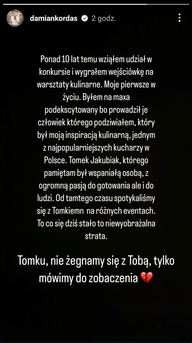 Gwiazdy żegnają Tomasza Jakubiaka. Ich słowa łapią za serce