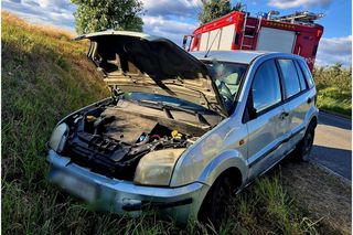 Nietrzeźwa matka wiozła dwójkę dzieci. Auto wjechało do rowu