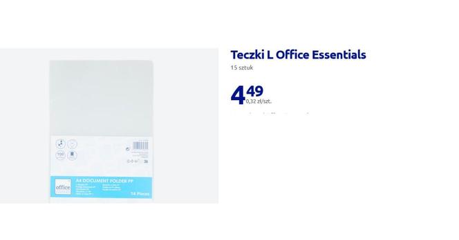 Teczki L Office Essentials  15 sztuk