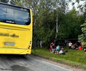 Wypadek autobusu w Karpaczu. Osobówka wjechała prosto pod jego koła. Jest wieku rannych [ZDJĘCIA].