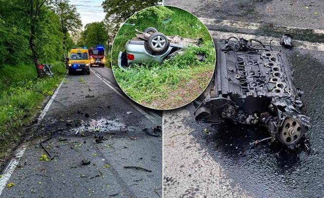 Tragiczny wypadek na Mazurach. Samochód rozpadł się na pół!