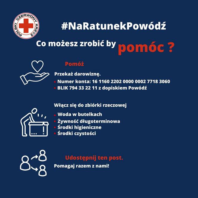 PCK pomaga powodzianom