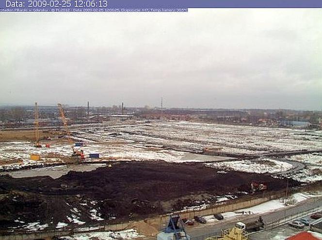 Widok z kamery na Stadion Piłkarski w Gdańsku