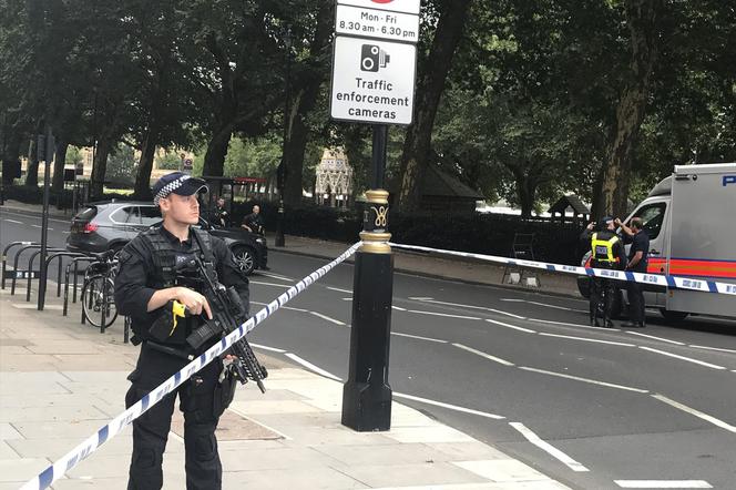 Samochód wjechał w bariery przed parlamentem w Londynie