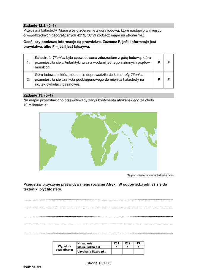 Matura 2024: geografia rozszerzona. ARKUSZ FORMUŁA 2015