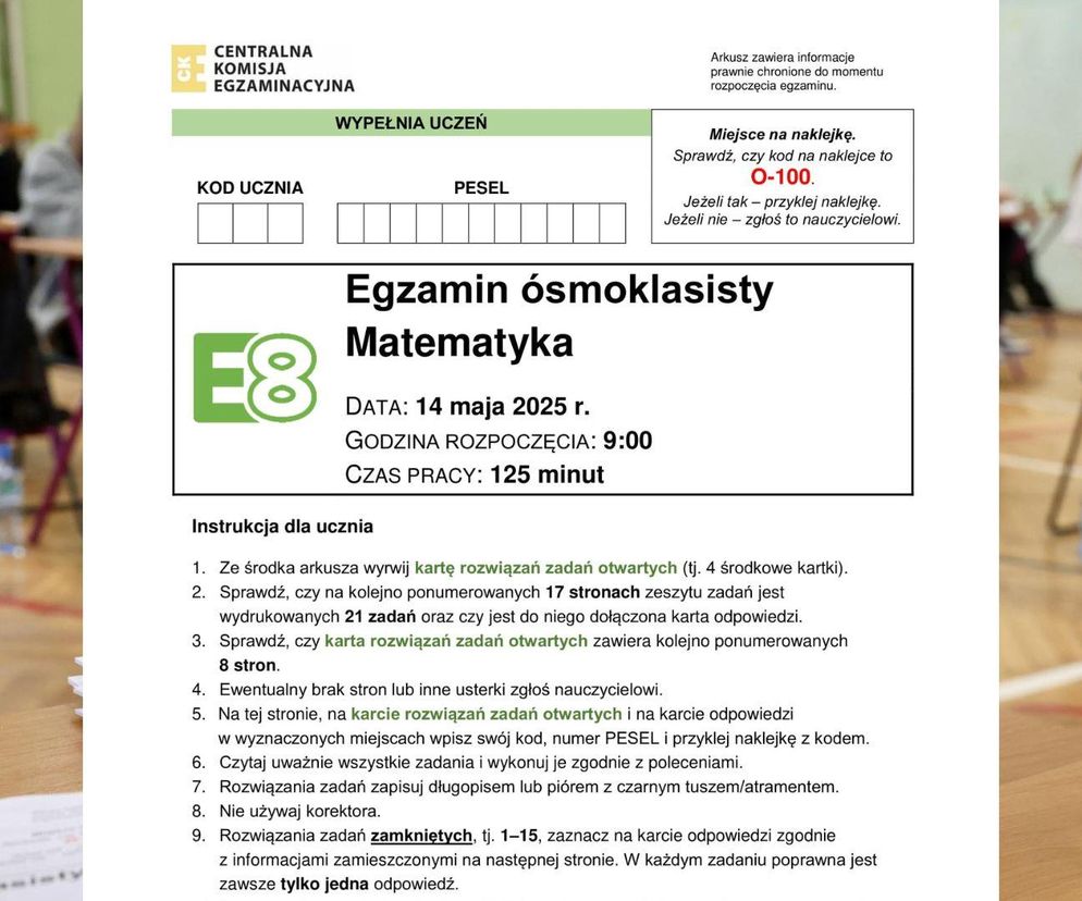 Egzamin ósmoklasisty matematyka 2025 wszystkie ODPOWIEDZI i ARKUSZE. Pobierz PDF