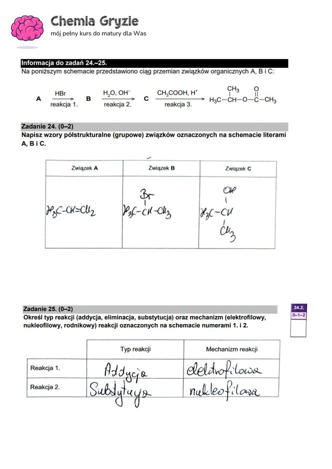 Matura 2024 chemia rozszerzona - arkusze CKE i sugerowane odpowiedzi - formuła 2015