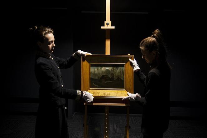 Obraz Vincenta van Gogha  „Wiejskie chaty pośród drzew” 