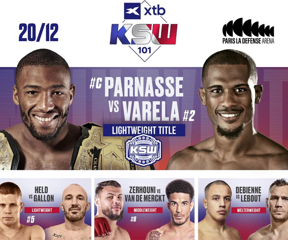 KSW 101 KARTA walk. Parnasse - Varela kolejność walk: Kto walczy na gali KSW w Paryżu 20.12.2024?