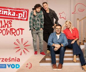Rodzinka.pl nowy 17 sezon. Natalia (Małgorzata Kożuchowska), Kacperek (Mateusz Pawłowski), Ludwik (Tomasz Karolak), Tomek (Maciej Musiał), Kuba (Adam Zdrójkowski) 