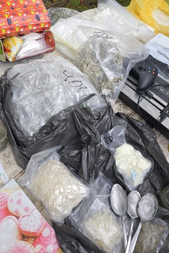 Nalot policji na ogródki działkowe. Zatrzymali 33-latka i jego żonę. 9-miesięcznę niemowlę wciągnięte w przestępczy proceder