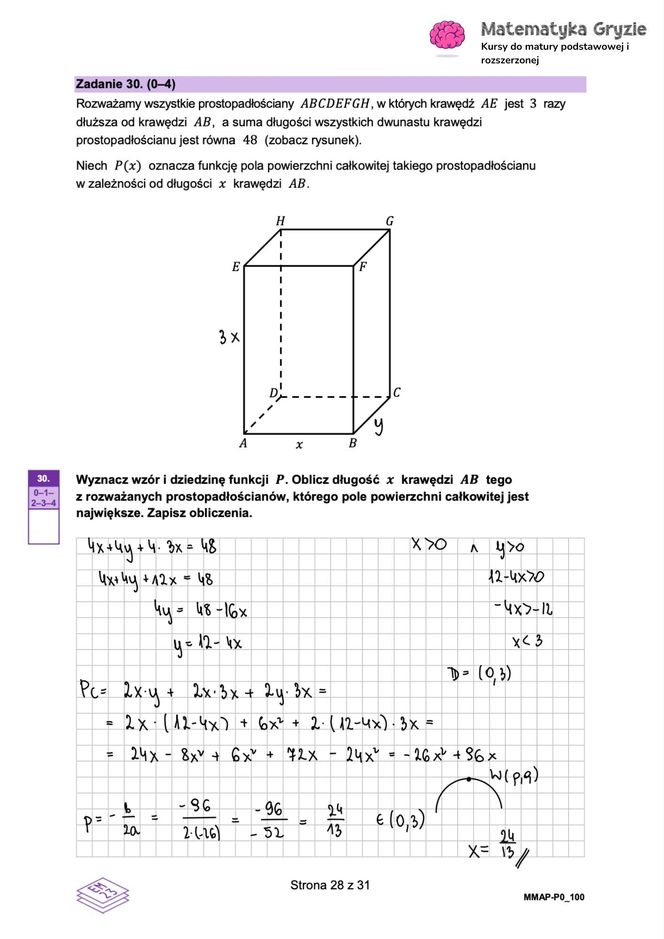 Matura próbna CKE matematyka 2024 - odpowiedzi