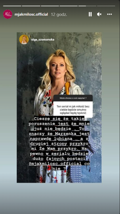 M jak miłość. Olga Szomańska Instagram 