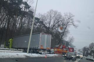 Ciężarówka przebiła się przez murek i wjechała prosto do parku w Zawierciu