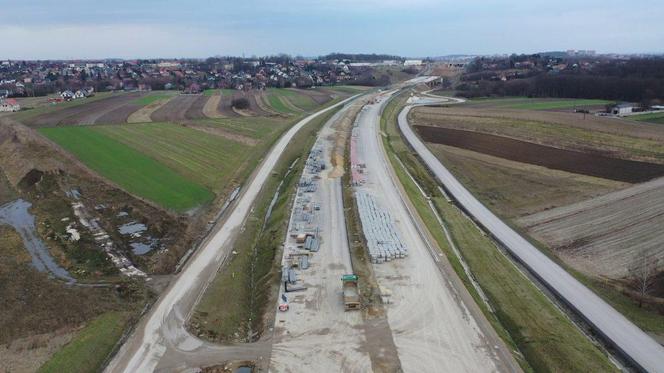 Budowa półnoicnej obwodnicy Krakowa ZDJĘCIA LUTY 2024
