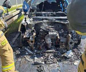 Pożar osobówki na A1