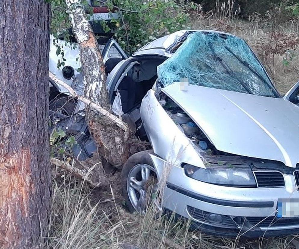 Huta-Dąbrowa: Seat roztrzaskał się o drzewo. W zmiażdżonym aucie zginął 48-latek