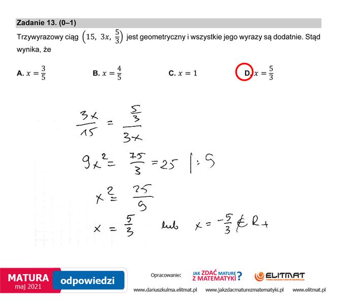 Matura 2021, matematyka poziom podstawowy. Odpowiedzi eksperta