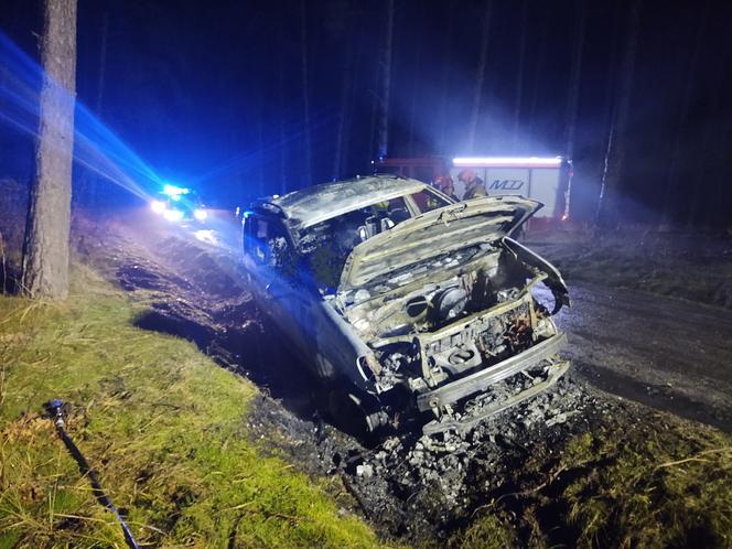 Tragiczny pożar samochodu niedaleko Krzeszyc. Nie żyje jedna osoba