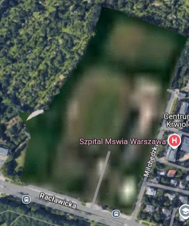 Wymazany obszar w Warszawie na mapach google