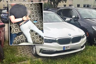 Uciekał kradzionym bmw, radiowóz wylądował na dachu. Pirat drogowy w rękach policji