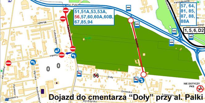 Dojazd do cmentarza "Doły"