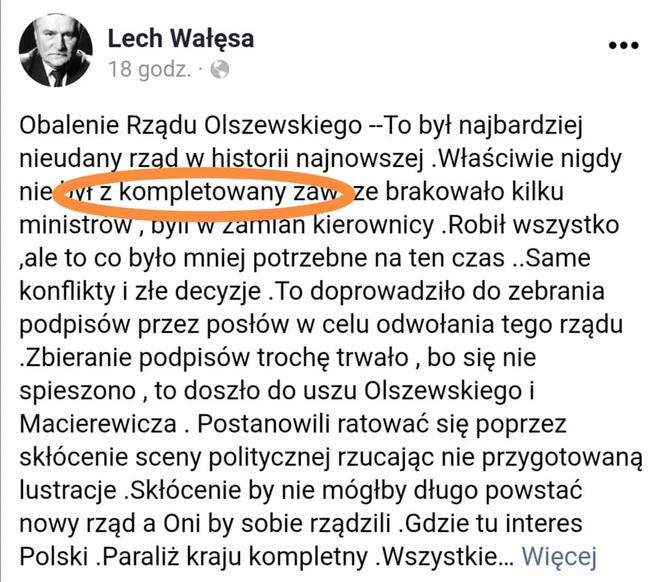 Lech Wałęsa Facebook